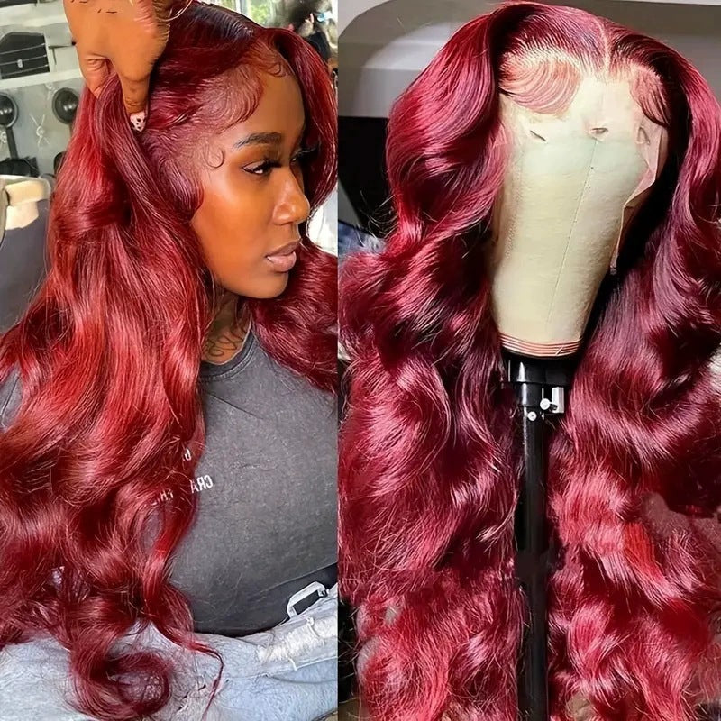 Blonde lady's parting wig