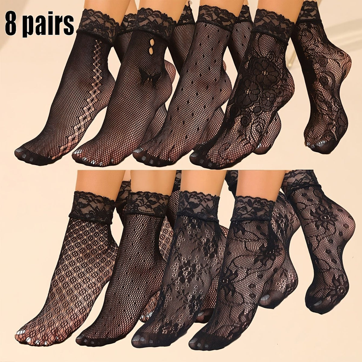 Womens Floral Mesh Ankle Socks Hollow Short Socks