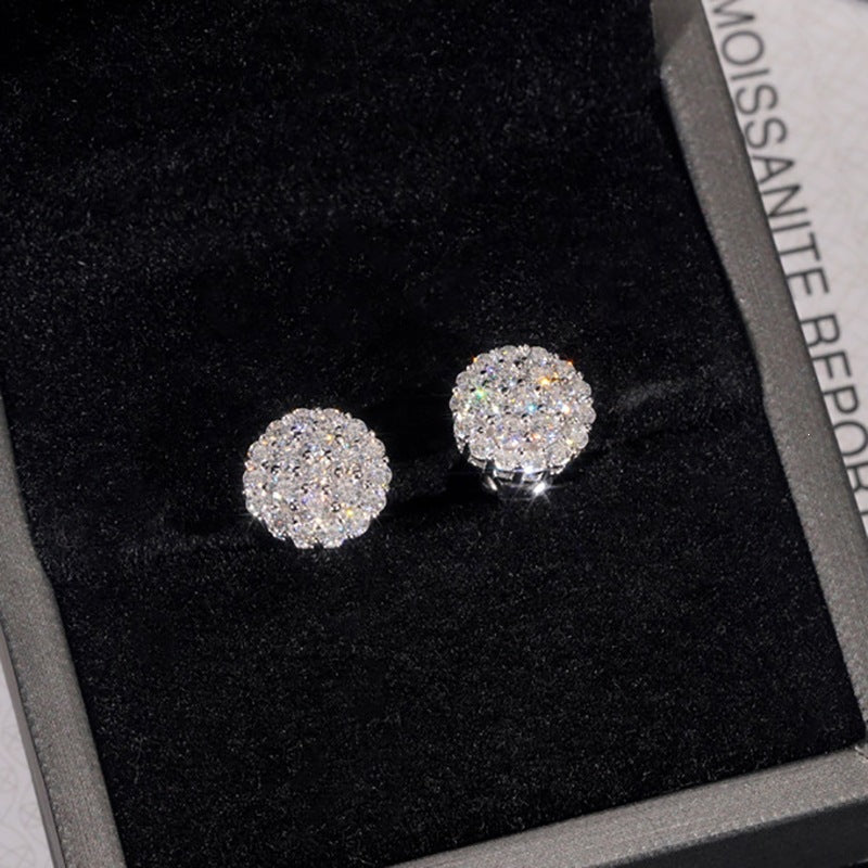 Women's Floral Round Full Diamond Micro-Inlaid Zircon Elegant Earrings