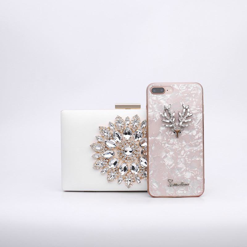 Cross-Border Hot-Selling 2026 Diamond-Encrusted Evening Clutch Bag, Fashionable Dress Evening Wear Banquet Shoulder Crossbody Chain Small Bag