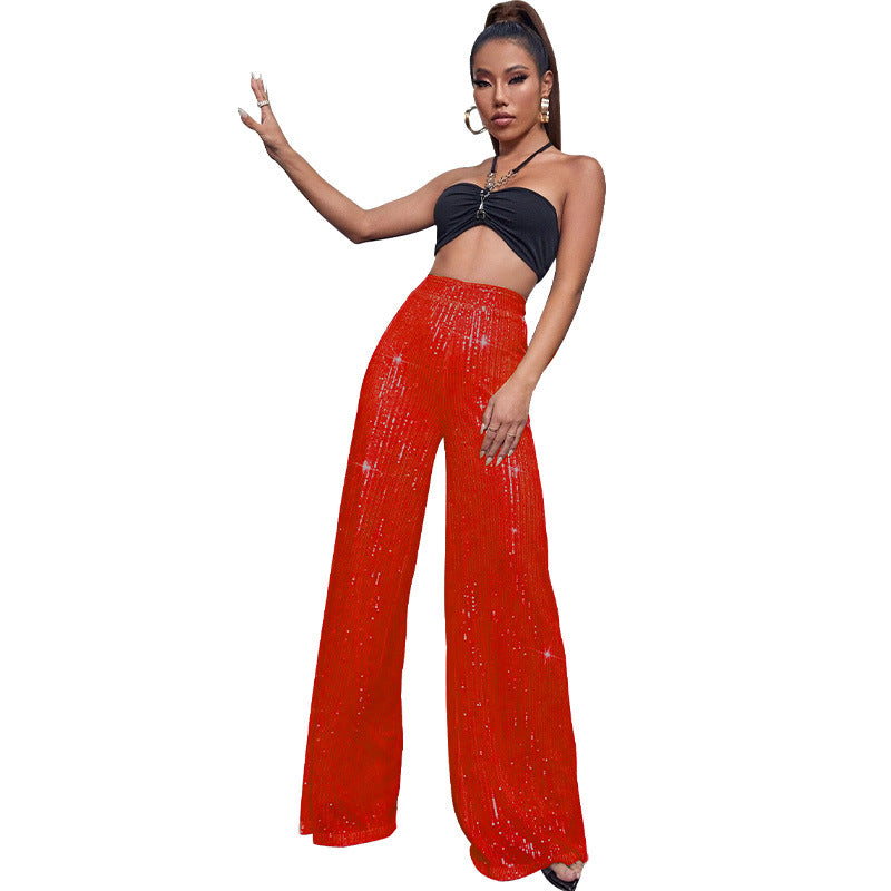 Sequin wide-leg pants