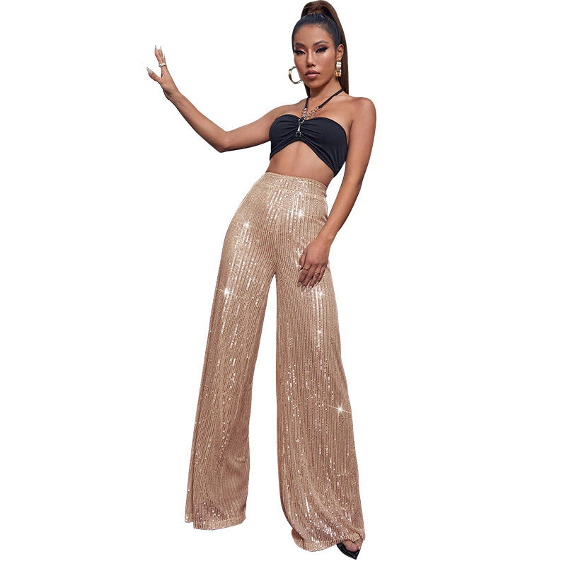 Sequin wide-leg pants