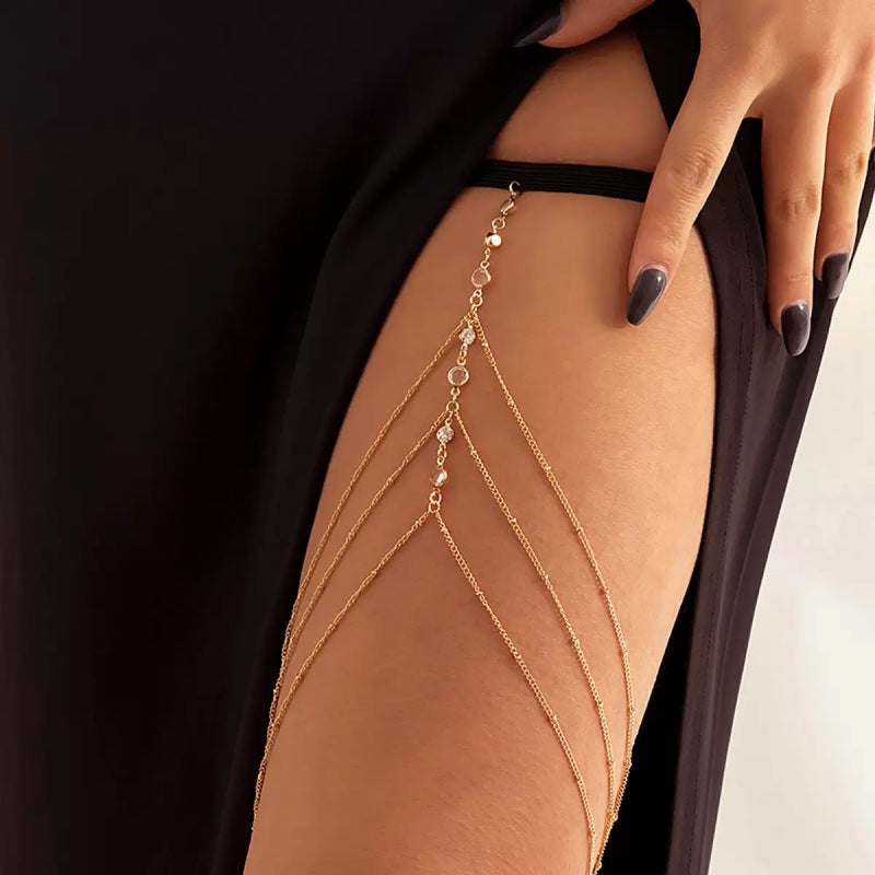 Women's Zircon Beaded Leg Chain Body Jewelry