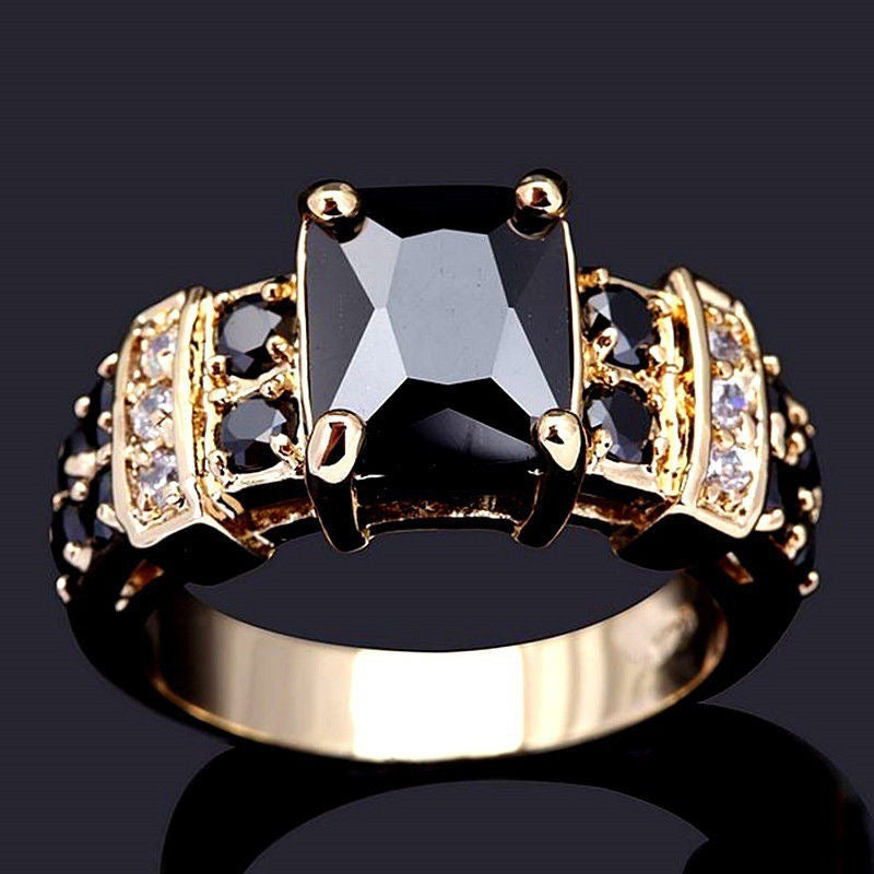Fashion Square Zircon Ring Alloy Unisex Jewelry