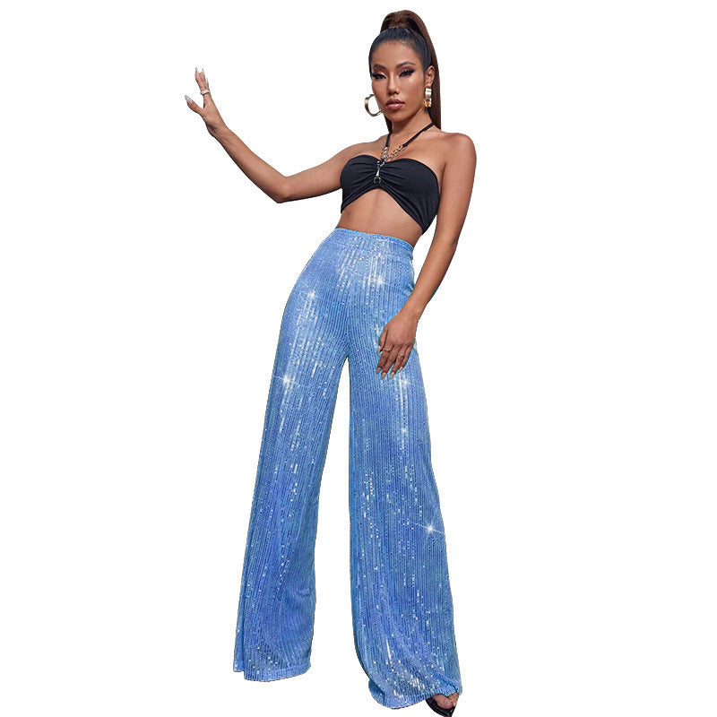 Sequin wide-leg pants