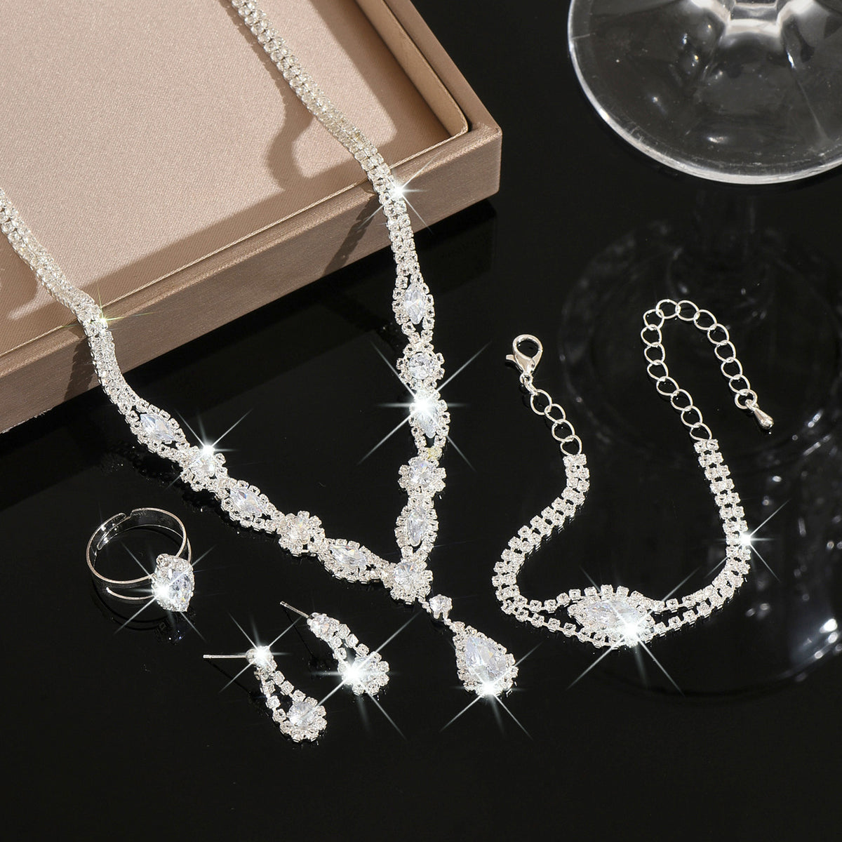 Women's Floral Water Drop Jewelry Set