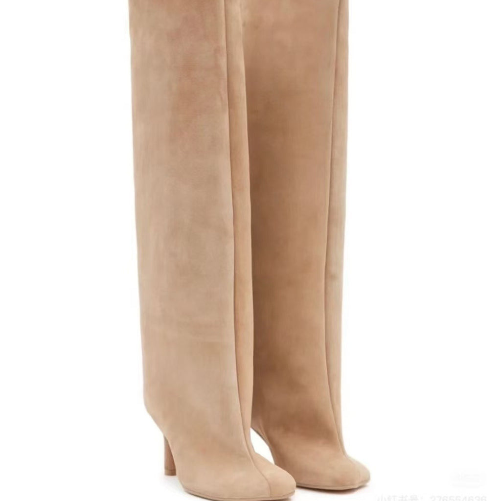 Womens Suede High Heel Cowboy Boots