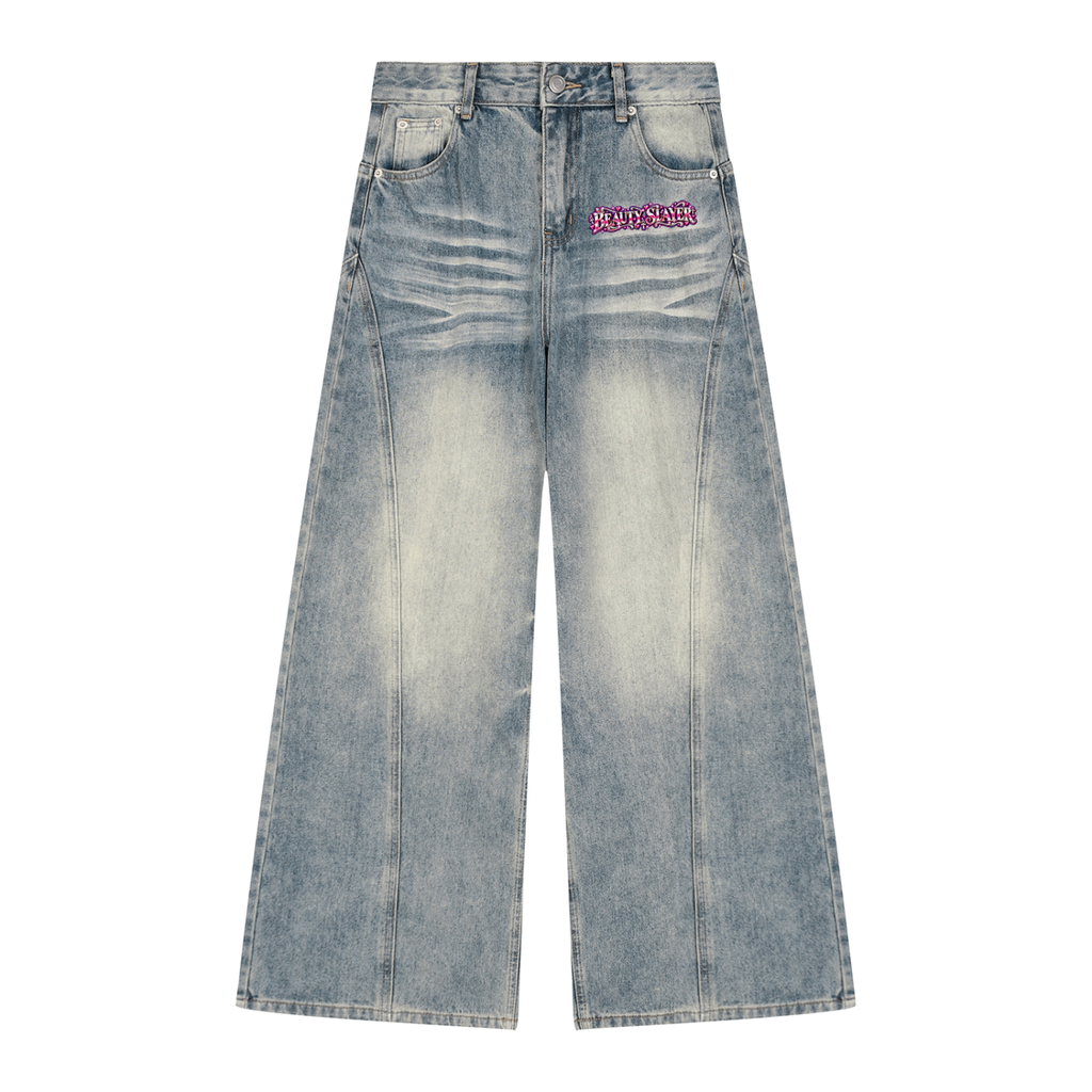 Women’s Vintage Wash Wide Leg Denim Jeans