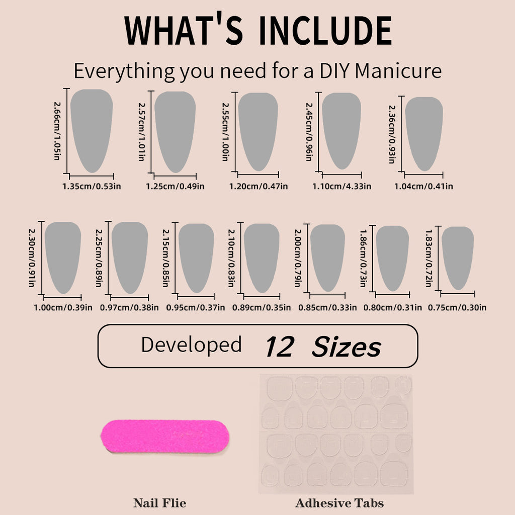 Almond-Shaped Press-On Nails with Heart Beads
