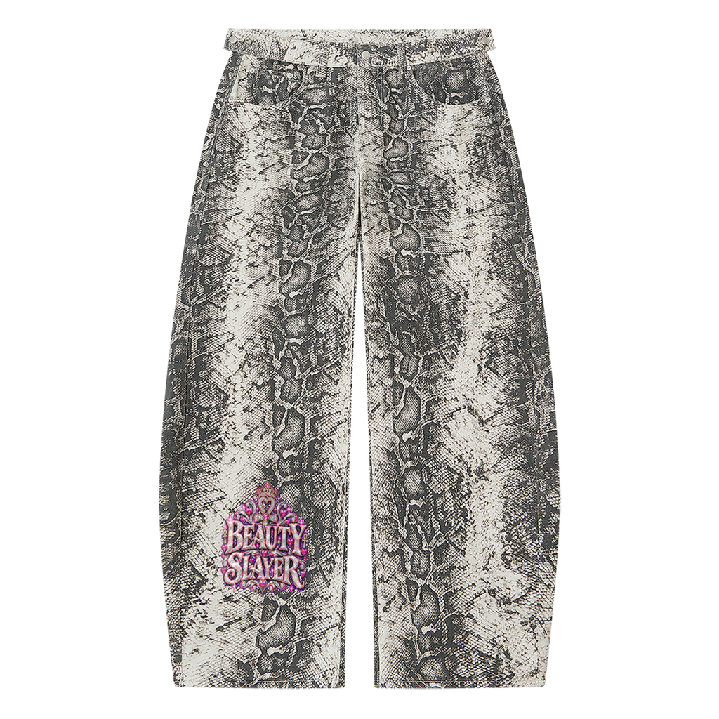 Beauty slayer Snake Print Barrel Leg Pants