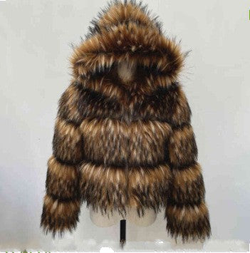 Women's Imitation Raccoon Fur Coat