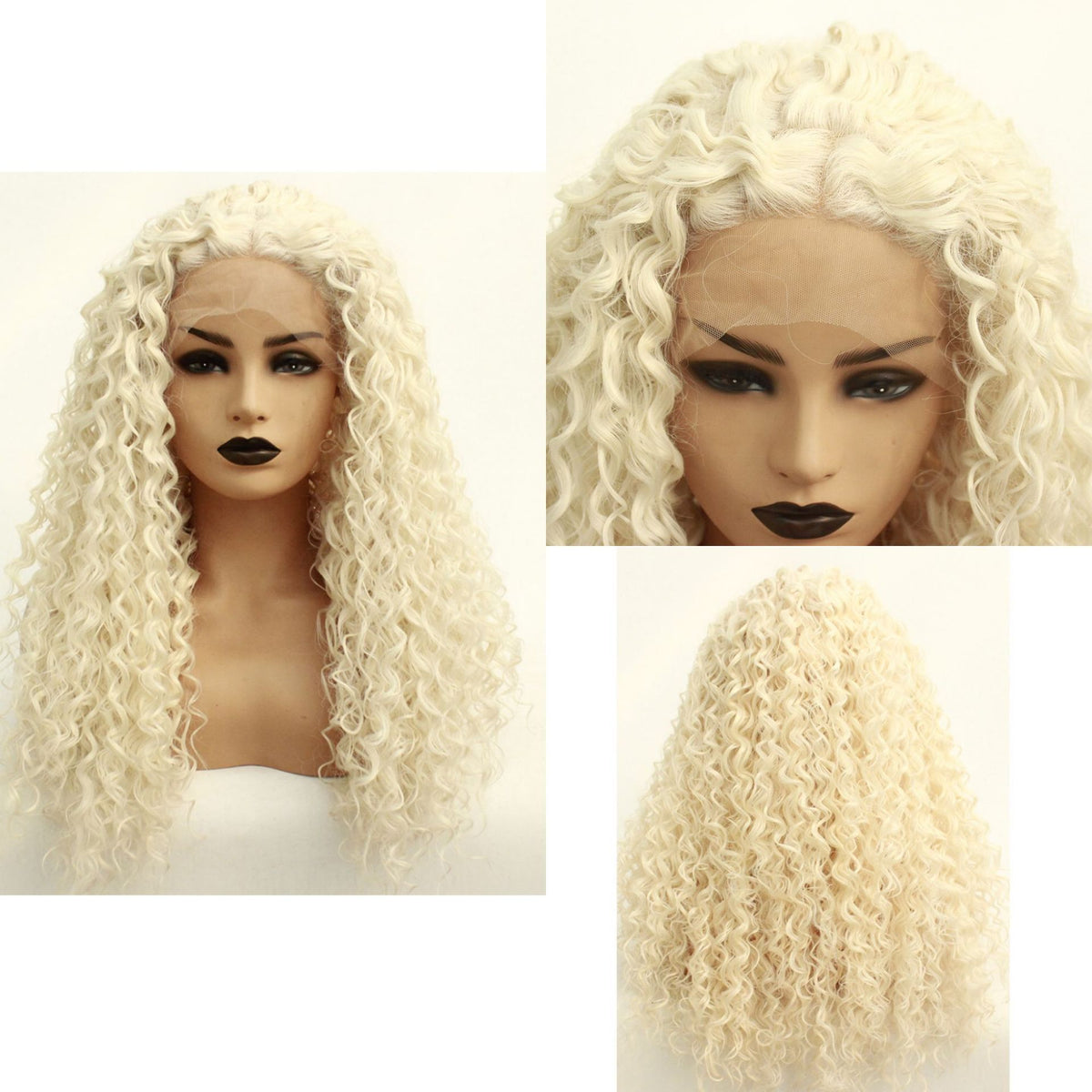Lace Front Curly Wig Heat Resistant Fiber Long Hair Headgear Wigs with Pre Plucked Hairline