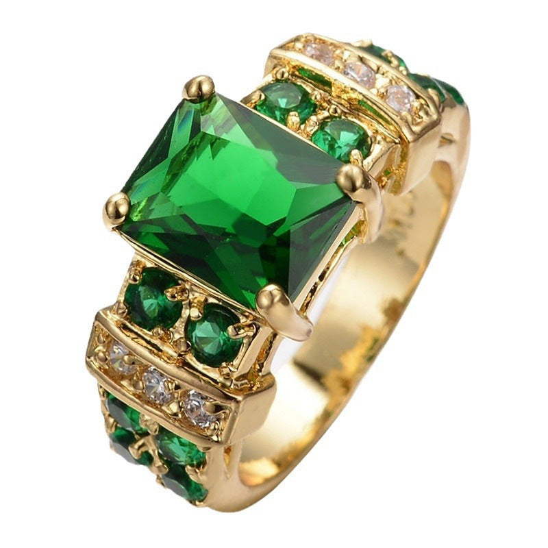 Fashion Square Zircon Ring Alloy Unisex Jewelry