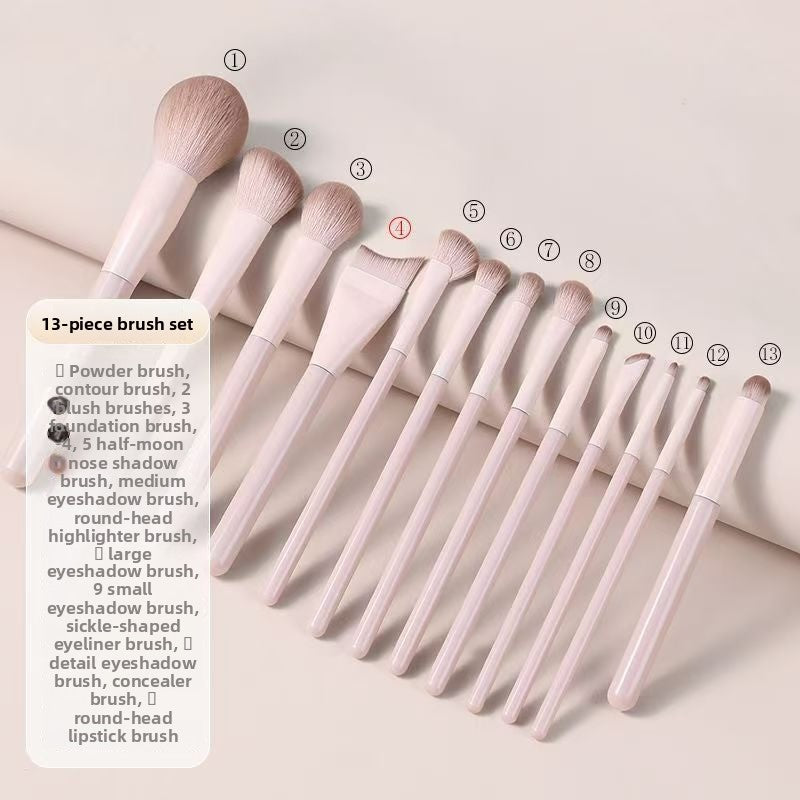 13-Piece Portable Makeup Brush Set Soft Artificial Fiber Bristles with Bag for Eyeshadow Blush Foundation