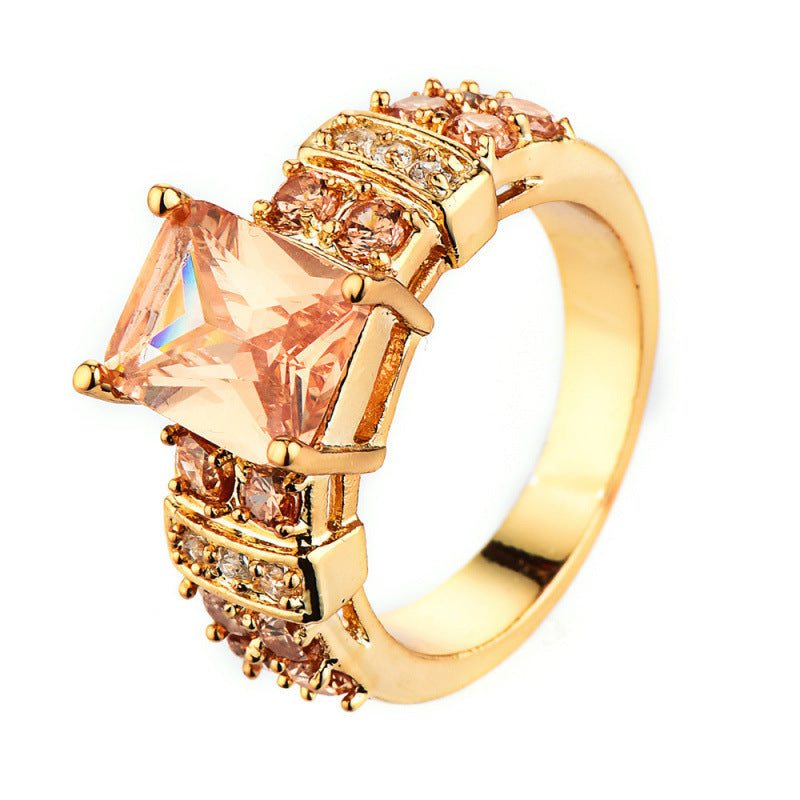 Fashion Square Zircon Ring Alloy Unisex Jewelry