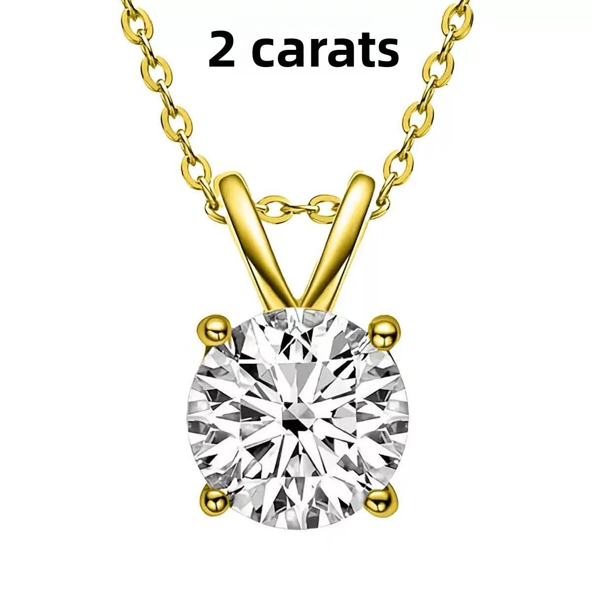 Sparkling Moissanite Pendant Necklace for Women Inlaid Single Diamond Compact Chain Silver Jewelry