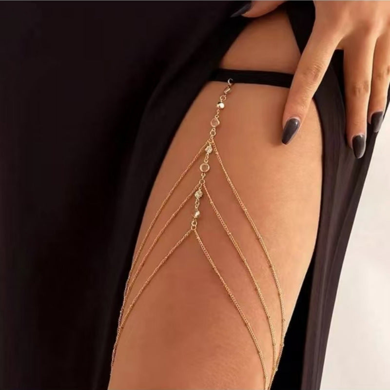 Women's Zircon Beaded Leg Chain Body Jewelry