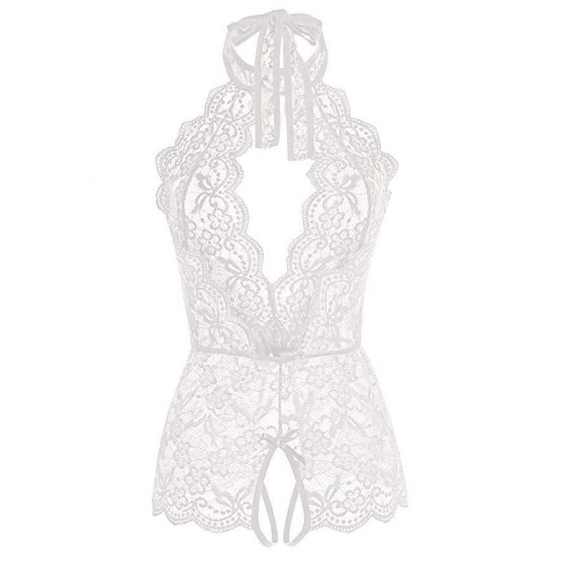 Women Sexy See Through Lace Spandex Bodysuit Cute Lingerie Jumpsuit