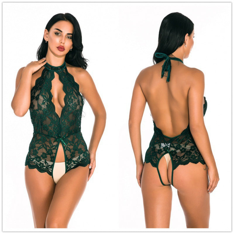 Women Sexy See Through Lace Spandex Bodysuit Cute Lingerie Jumpsuit