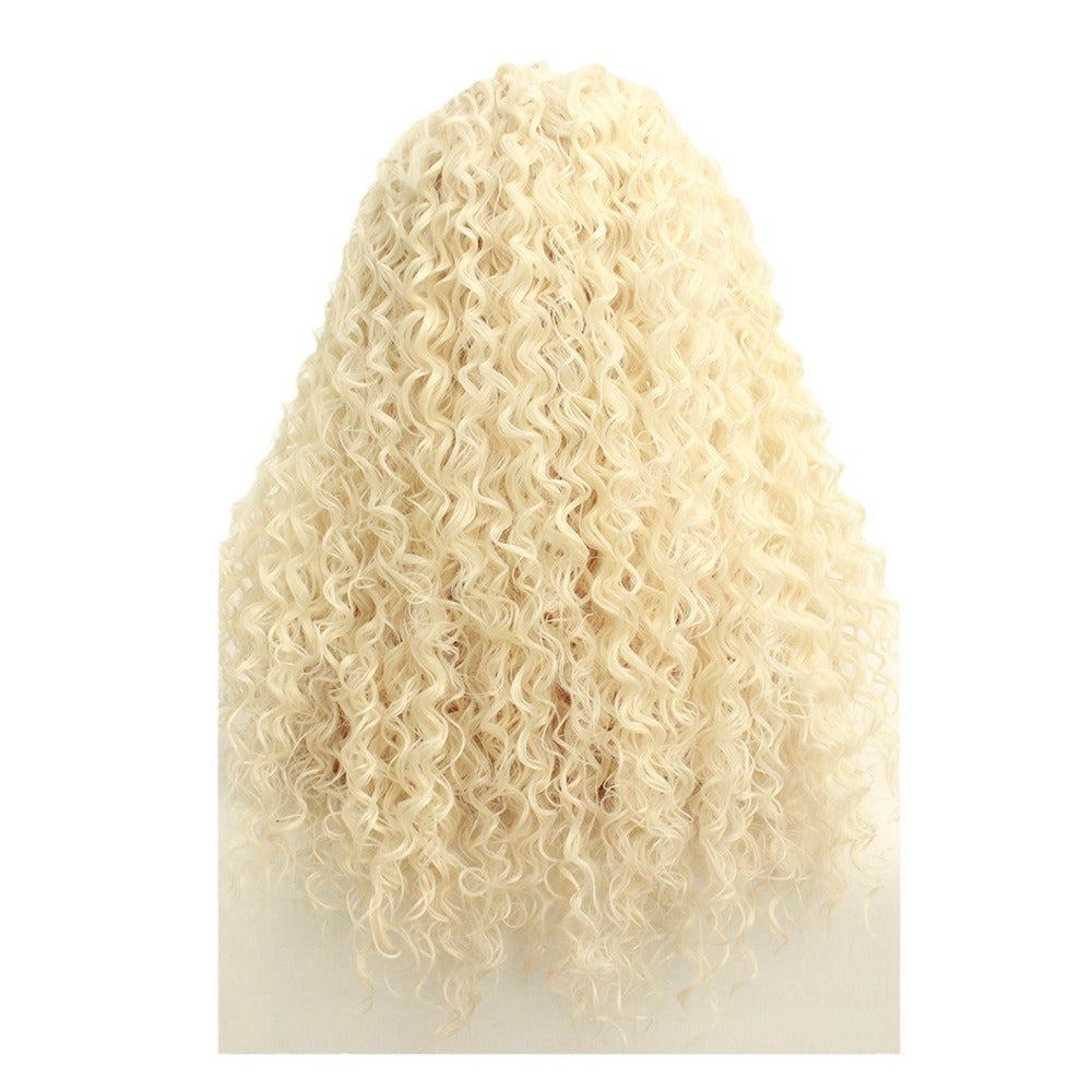 Lace Front Curly Wig Heat Resistant Fiber Long Hair Headgear Wigs with Pre Plucked Hairline