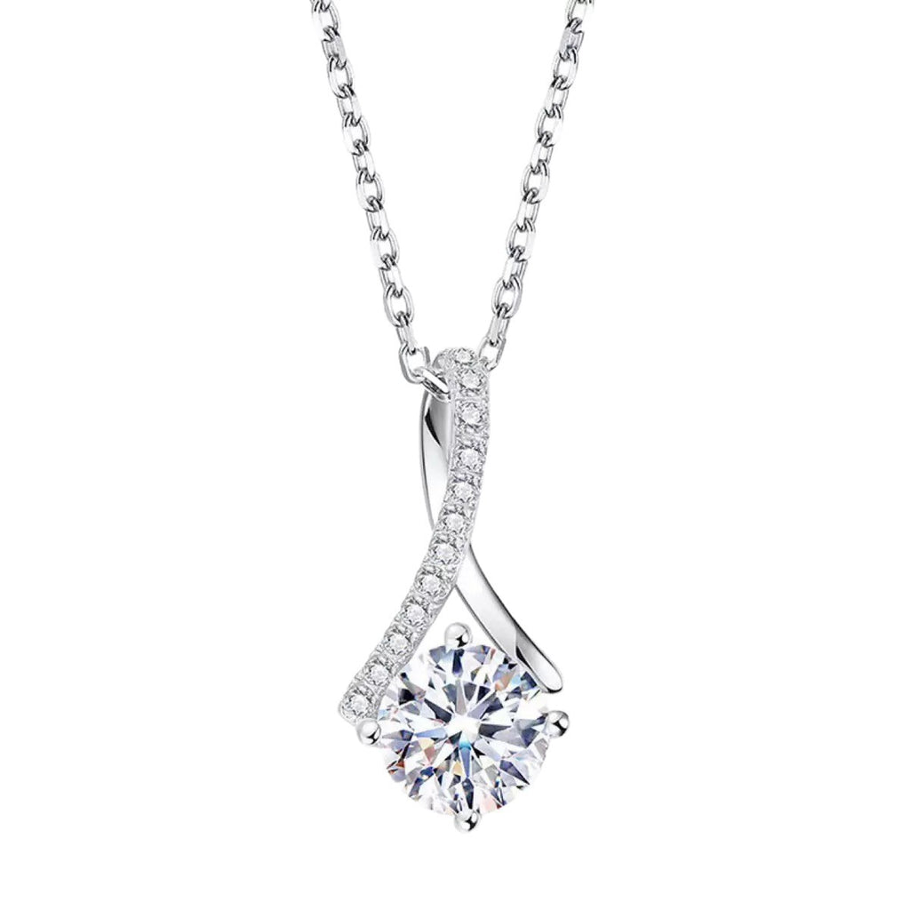 Stainless Steel Herringbone Zircon Mermaid Tail Pendant Necklace
