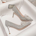 Women's Stiletto Pointed Toe High Heels with Bow Detail