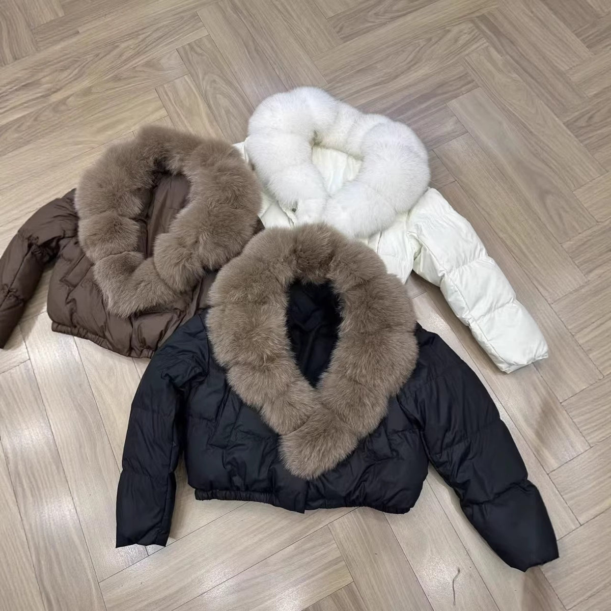 Women's Short Down Cotton Coat with Removable Imitation Fur Collar