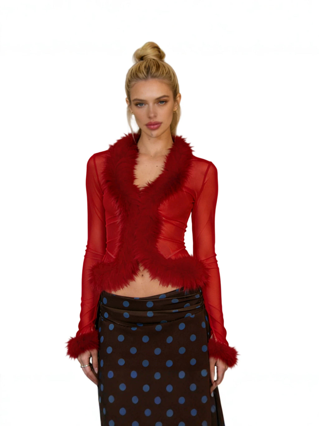 Womens Mesh Long Sleeve Blouse