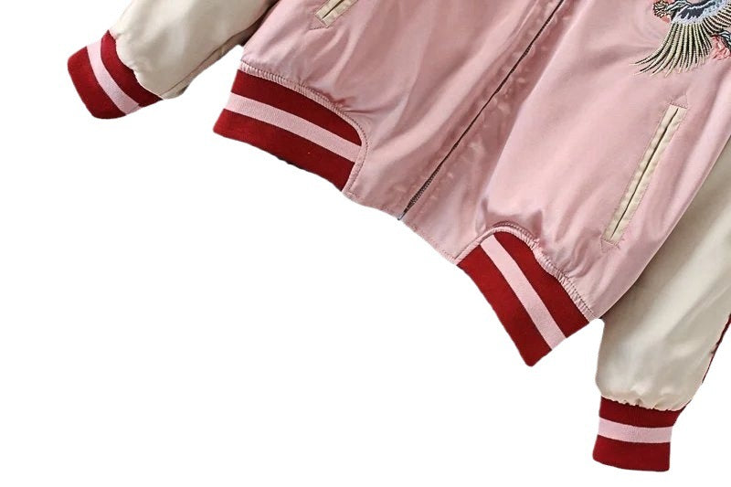Women's Reversible Embroidered Tiger Fuji Baseball Jacket Loose Vintage