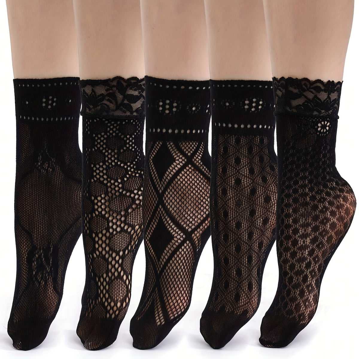 Womens Floral Mesh Ankle Socks Hollow Short Socks