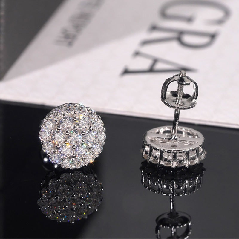 Women's Floral Round Full Diamond Micro-Inlaid Zircon Elegant Earrings