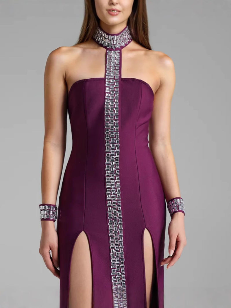 Women's Halter Neck High Slit Bandage Dress