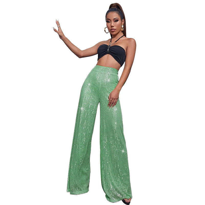 Sequin wide-leg pants