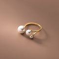 S925 Silver Adjustable Open Ring with Synthetic Pearl Bead for Women Fashion Jewelry