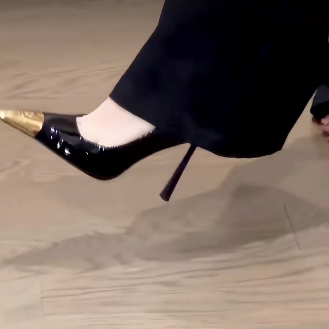 Black Patent Leather Metal-Toe High Heels