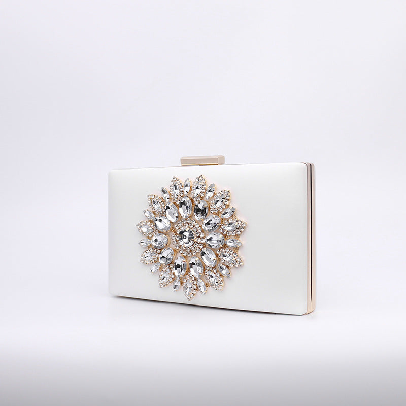 Cross-Border Hot-Selling 2026 Diamond-Encrusted Evening Clutch Bag, Fashionable Dress Evening Wear Banquet Shoulder Crossbody Chain Small Bag
