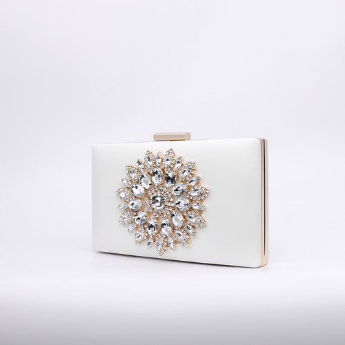 Cross-Border Hot-Selling 2026 Diamond-Encrusted Evening Clutch Bag, Fashionable Dress Evening Wear Banquet Shoulder Crossbody Chain Small Bag