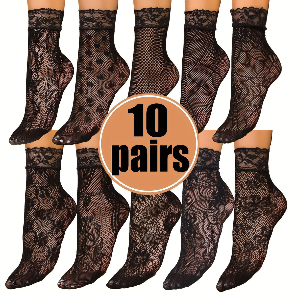 Womens Floral Mesh Ankle Socks Hollow Short Socks