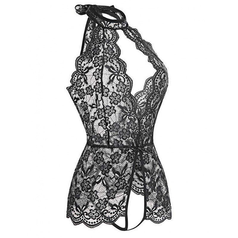 Women Sexy See Through Lace Spandex Bodysuit Cute Lingerie Jumpsuit