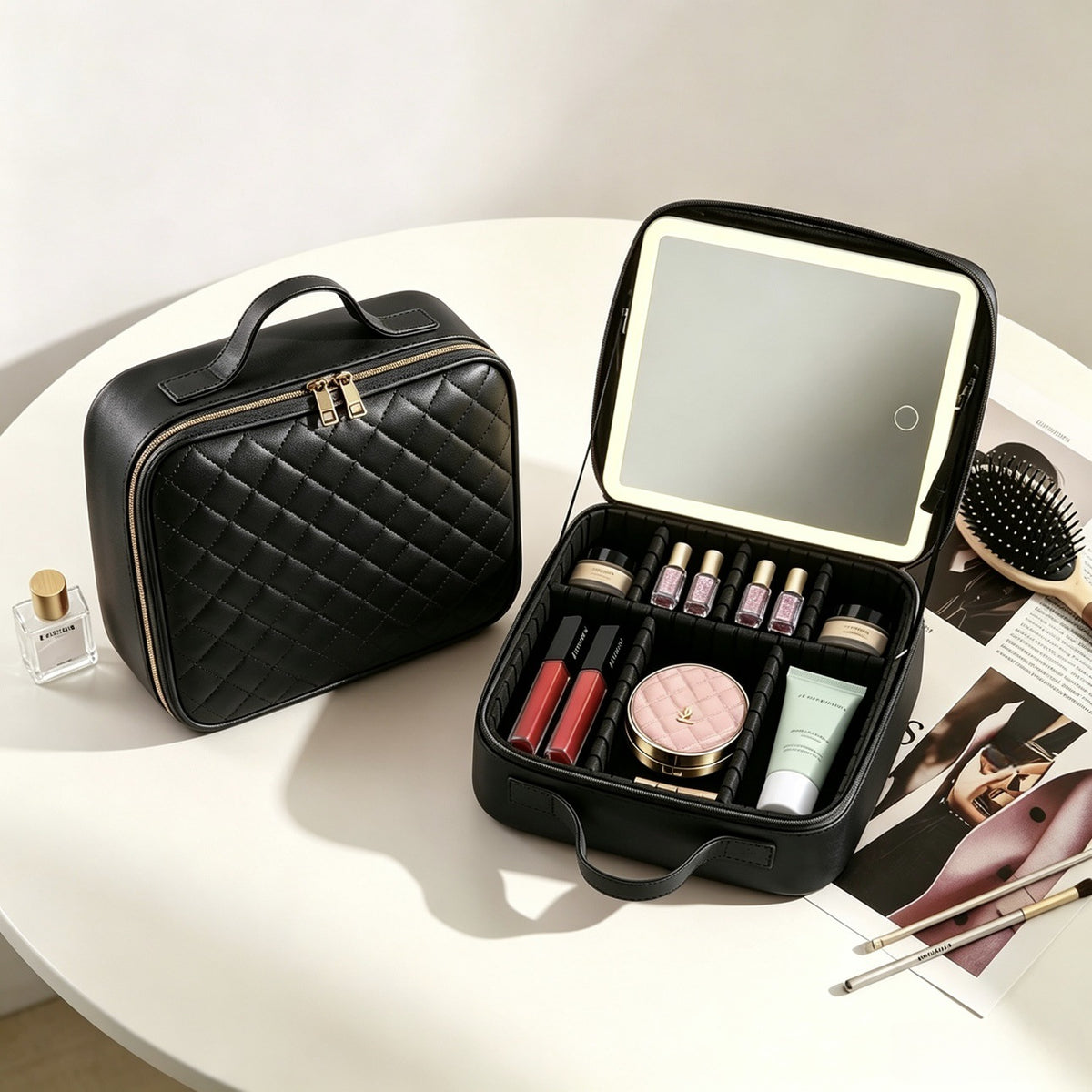 LED Lighted Makeup Bag with Mirror