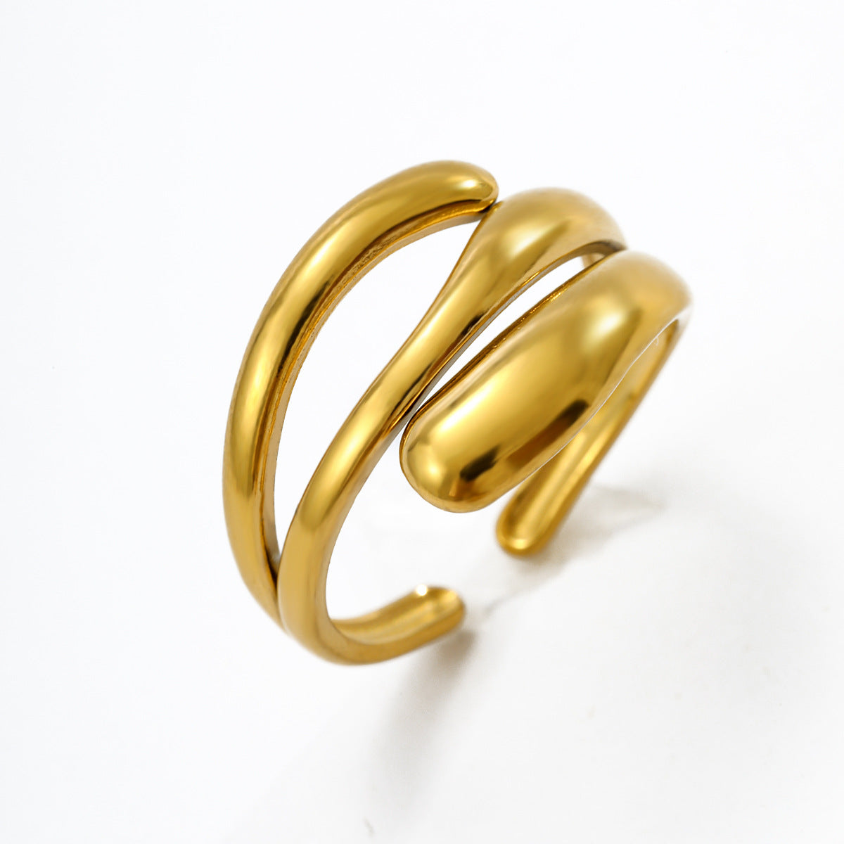 Adjustable Geometric Line Ring Stainless Steel Jewelry