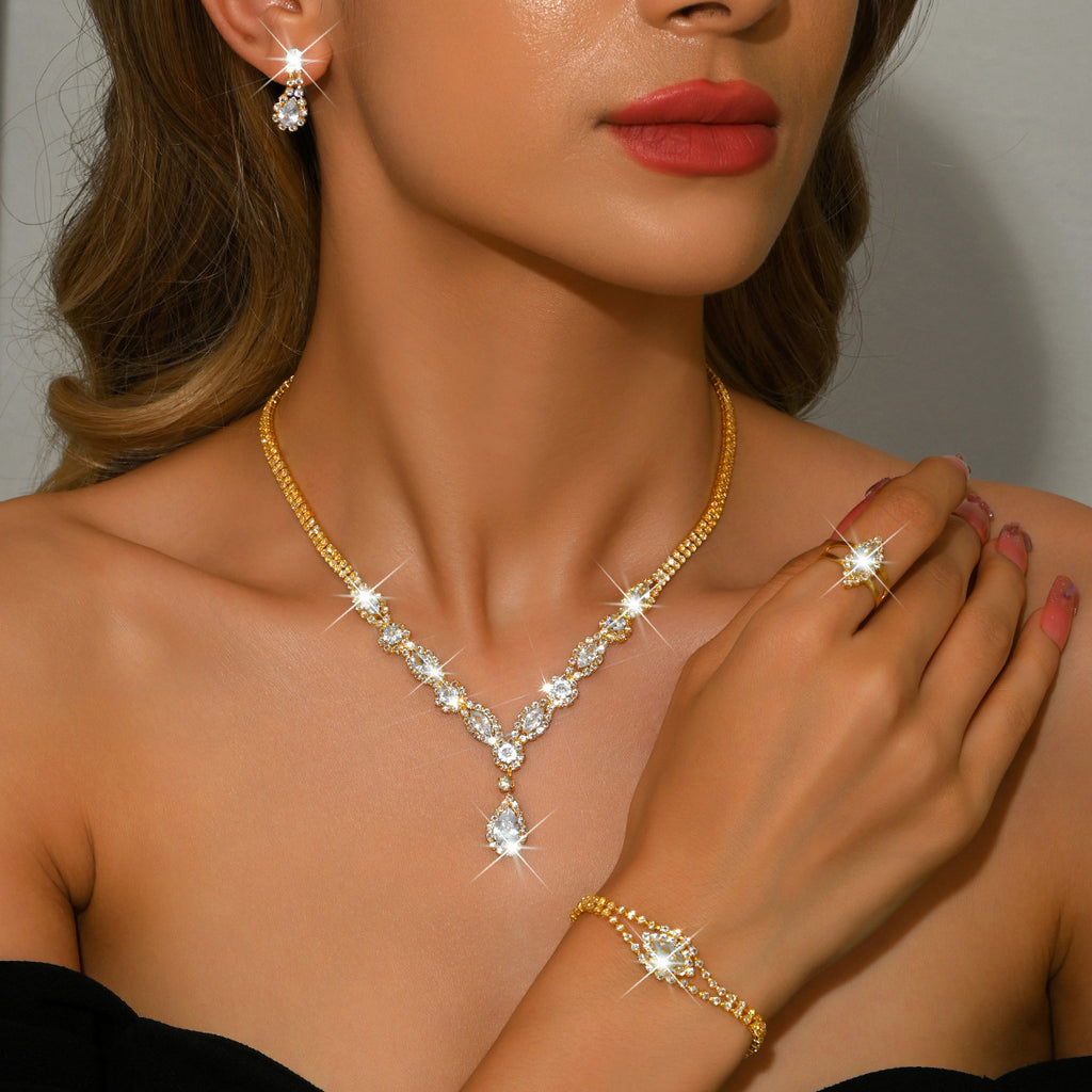 Women's Floral Water Drop Jewelry Set