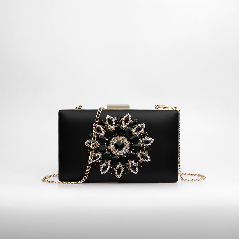Cross-Border Hot-Selling 2026 Diamond-Encrusted Evening Clutch Bag, Fashionable Dress Evening Wear Banquet Shoulder Crossbody Chain Small Bag