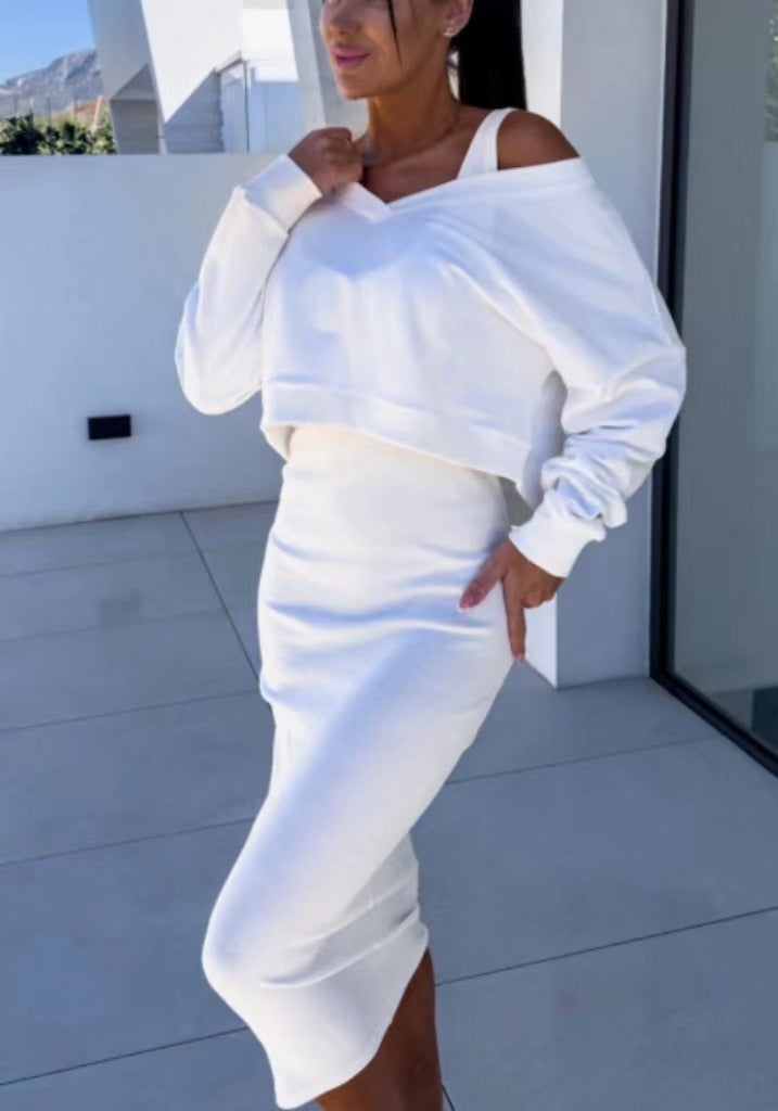 Women's Vest Dress Knit Sweater Two-Piece Set