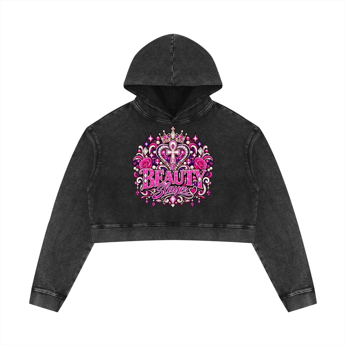 Women’s Mineral Washed Crop Hoodie