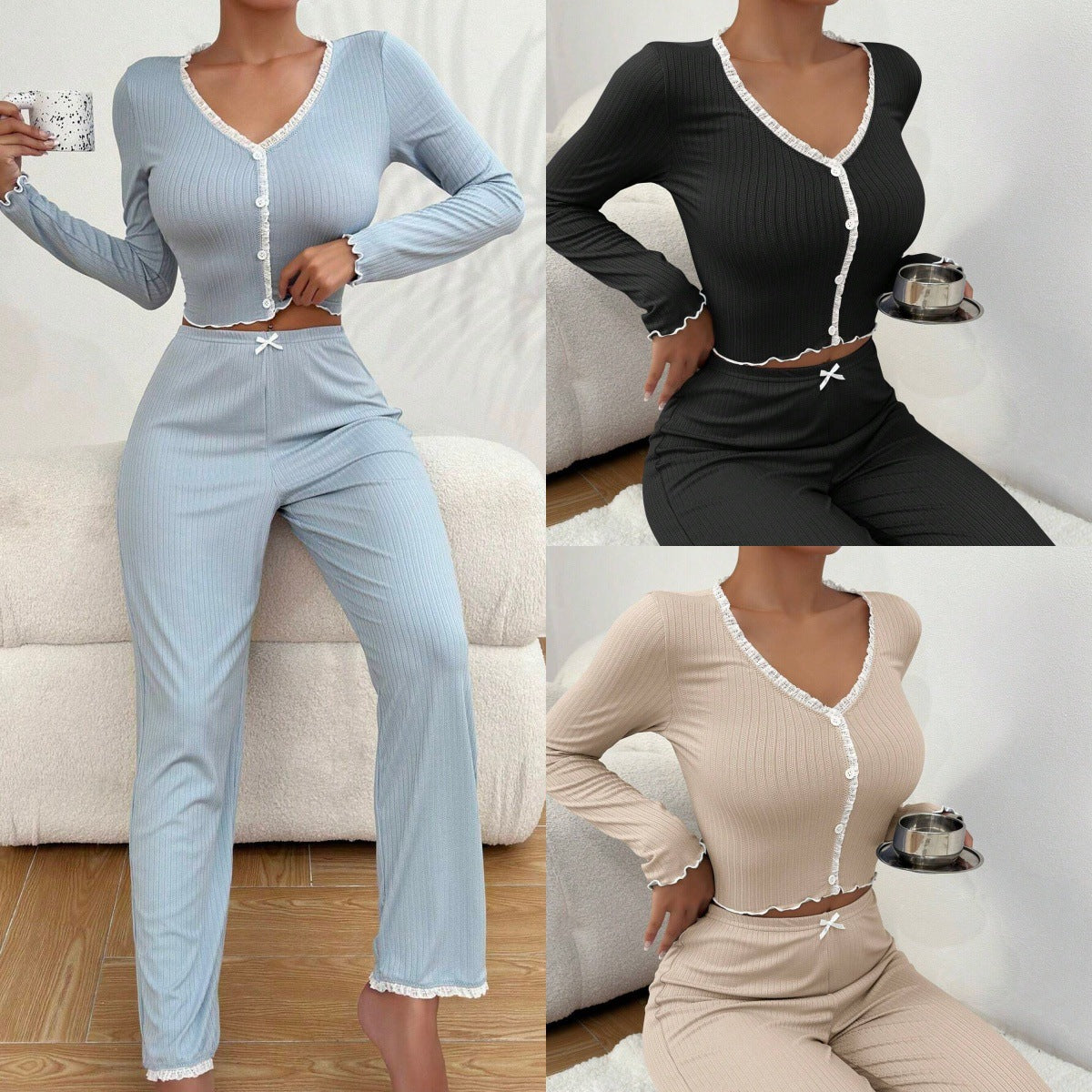 Long-sleeve long-pants loungewear pajamas