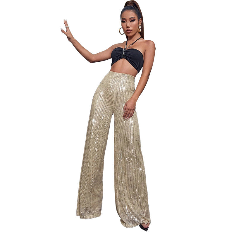 Sequin wide-leg pants