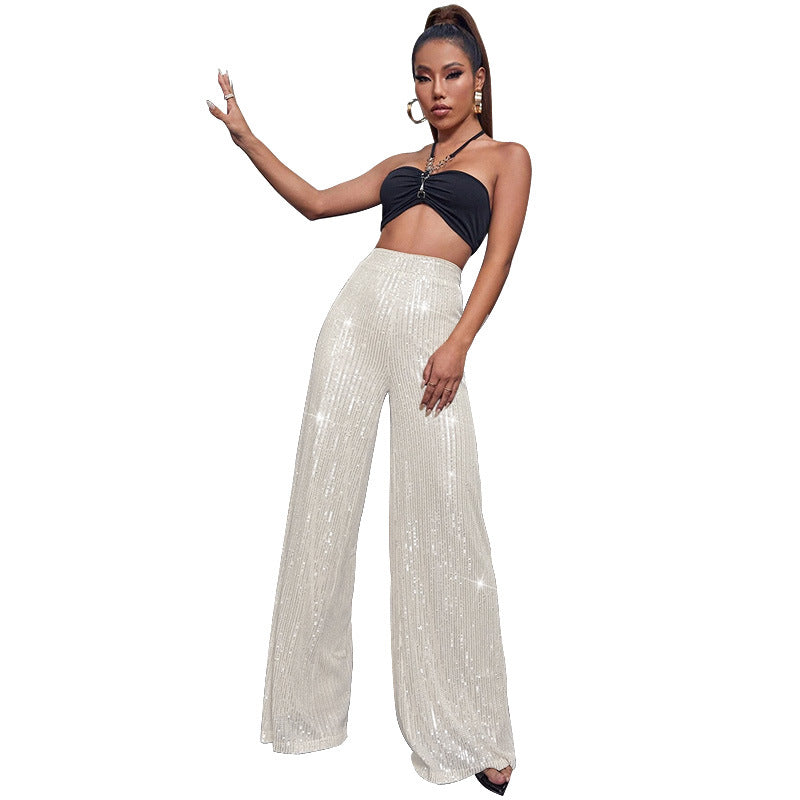 Sequin wide-leg pants