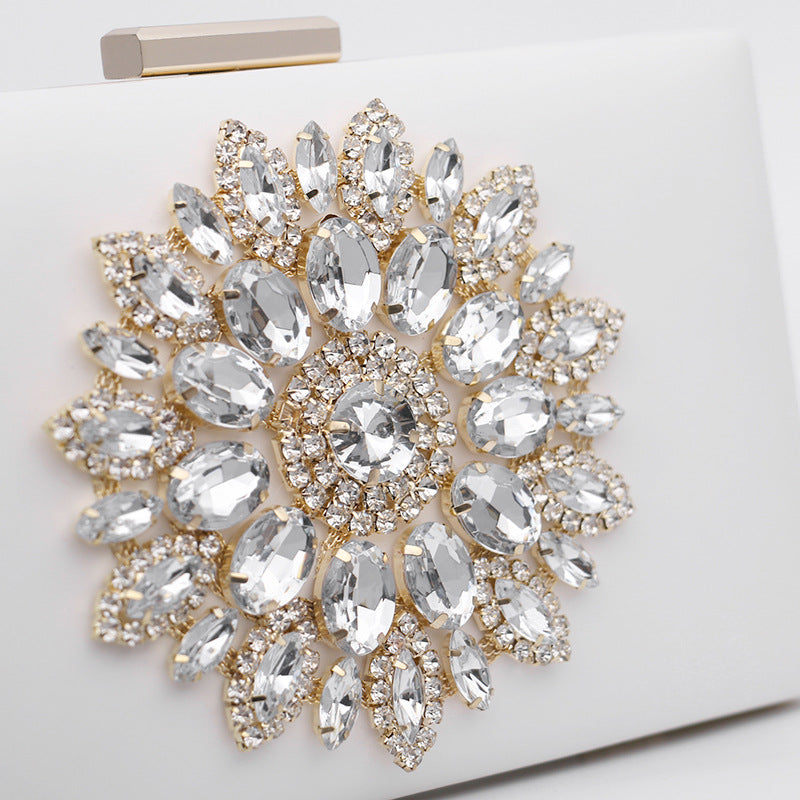Cross-Border Hot-Selling 2026 Diamond-Encrusted Evening Clutch Bag, Fashionable Dress Evening Wear Banquet Shoulder Crossbody Chain Small Bag