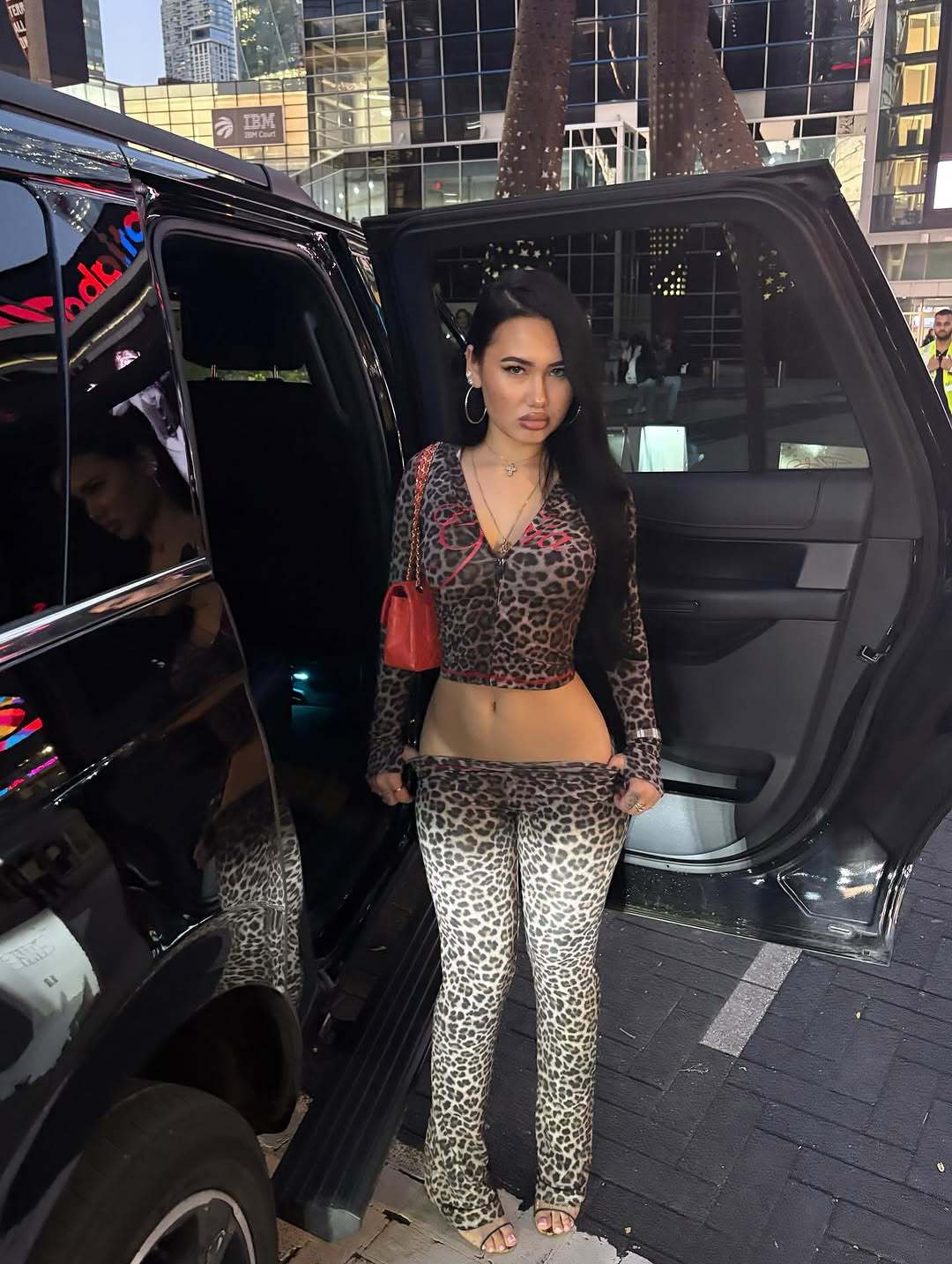 Leopard-print zipper long sleeves